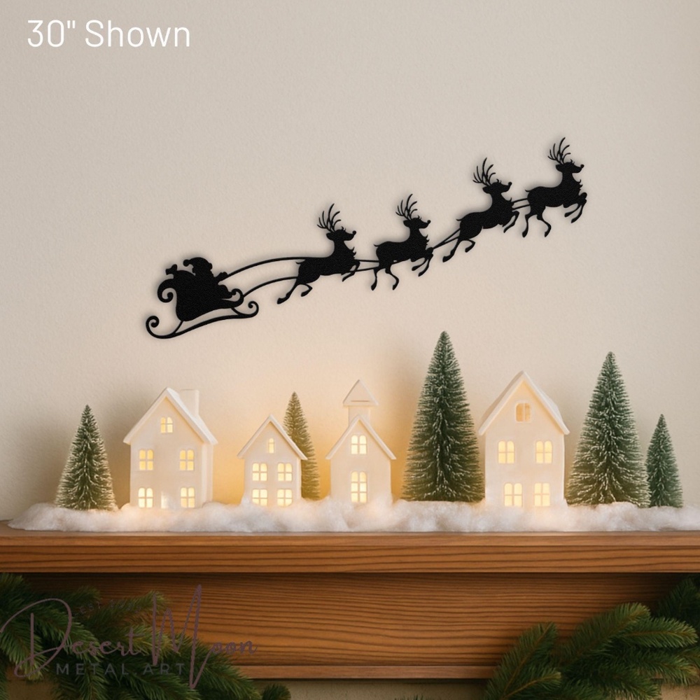 Santa and sleigh wall decor